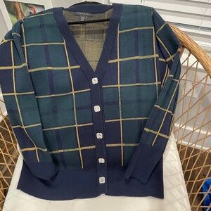 NWT Tahari Plaid Sweater Sz XL